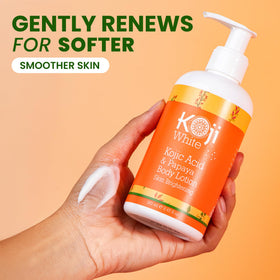 Koji White ingredients view with kojic acid and papaya for brightening