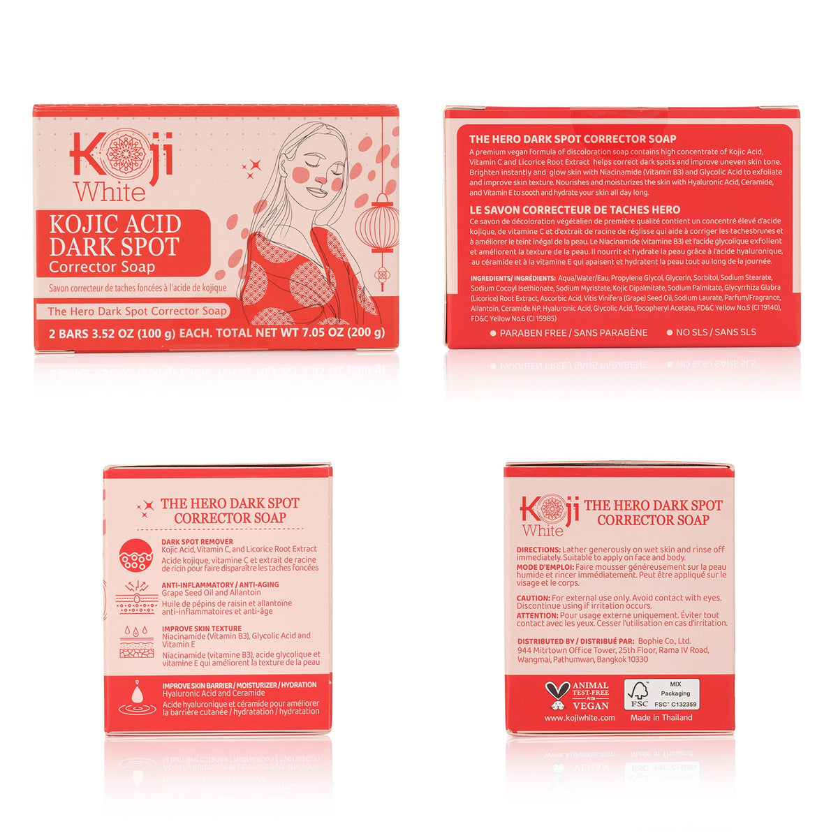 Koji White ingredients arranged still life showing plant-powered actives and hydration benefit