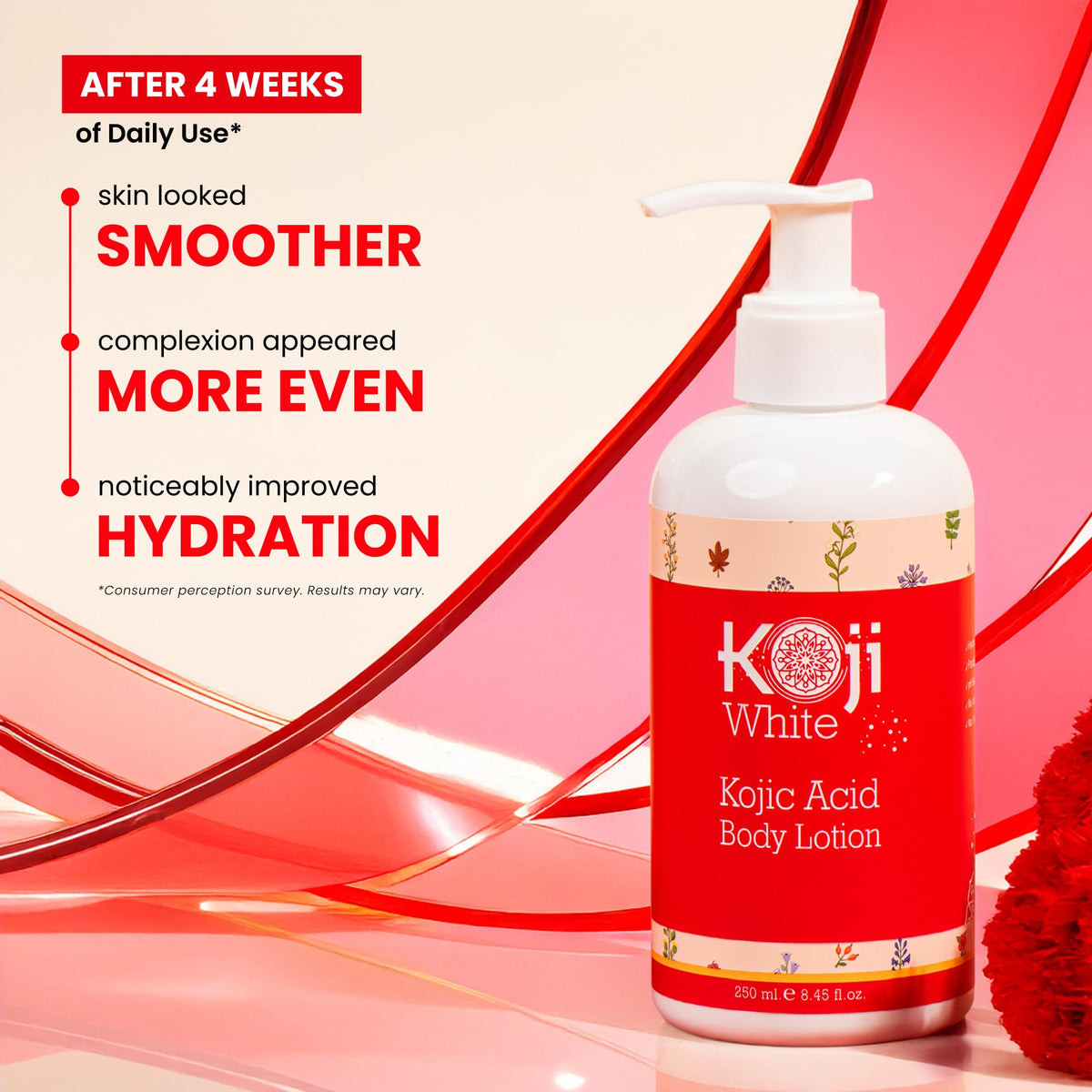 Koji White lifestyle shot on morning dresser conveying daily-use convenience