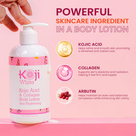 Koji White lotion texture on palm demonstrating lightweight absorption