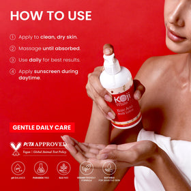 Koji White open cap revealing creamy lotion ready for application