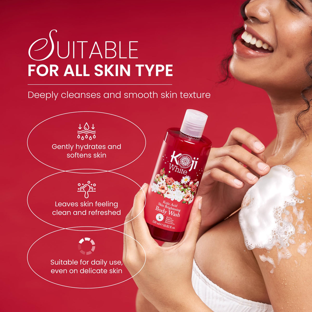 Koji White pump dispensing gel, demonstrating easy controlled application