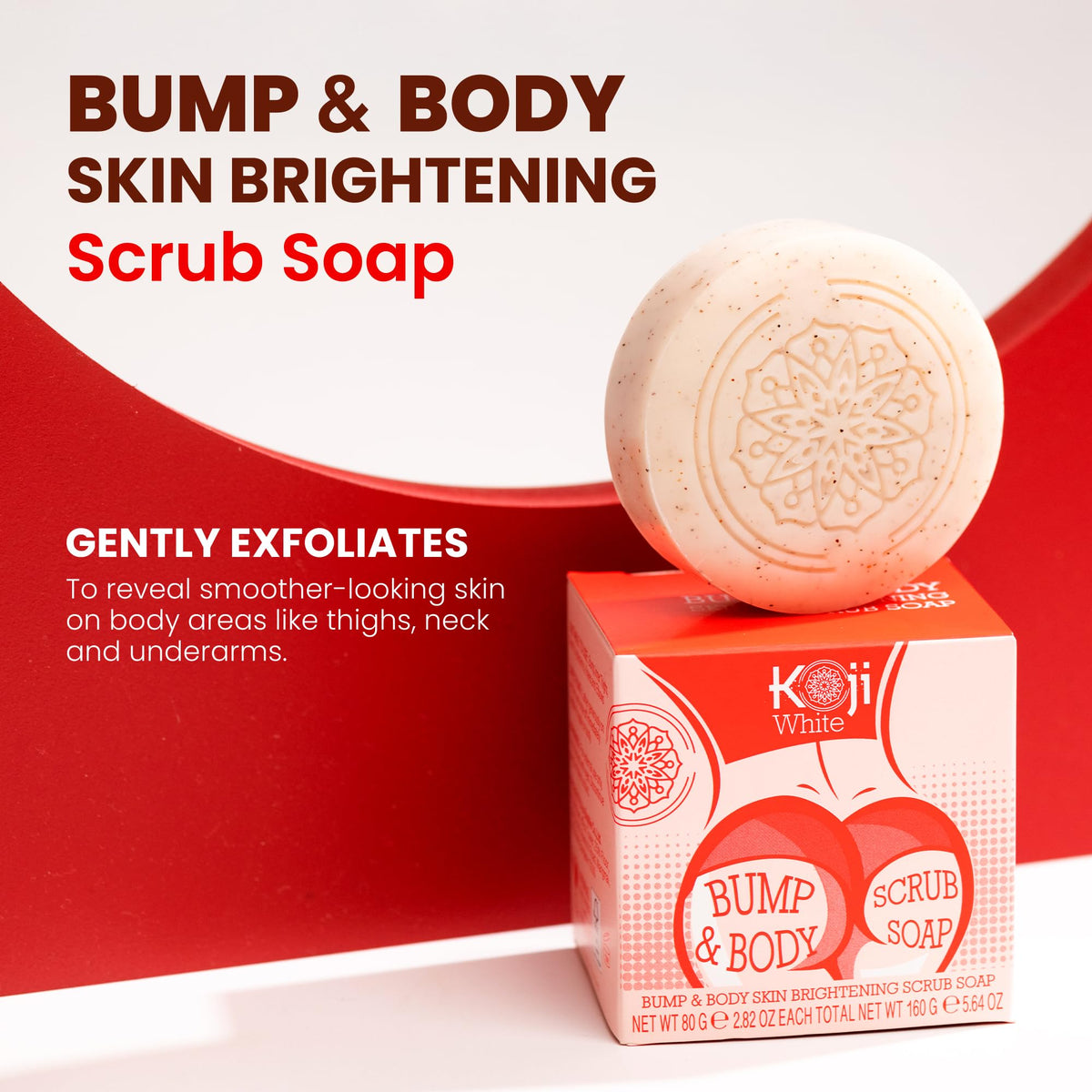 Koji White soap bar texture close-up highlighting exfoliating grains