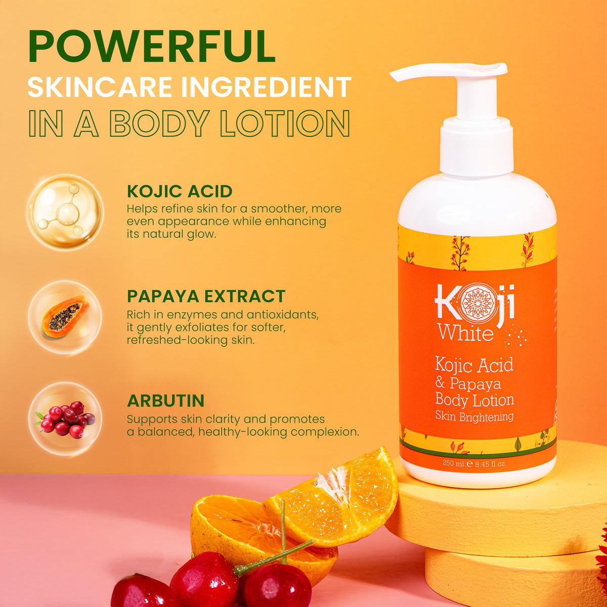 Koji White lotion texture close-up showing smooth, lightweight cream
