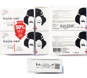 Kojie San ingredients display with tea tree and coconut supporting nourishment
