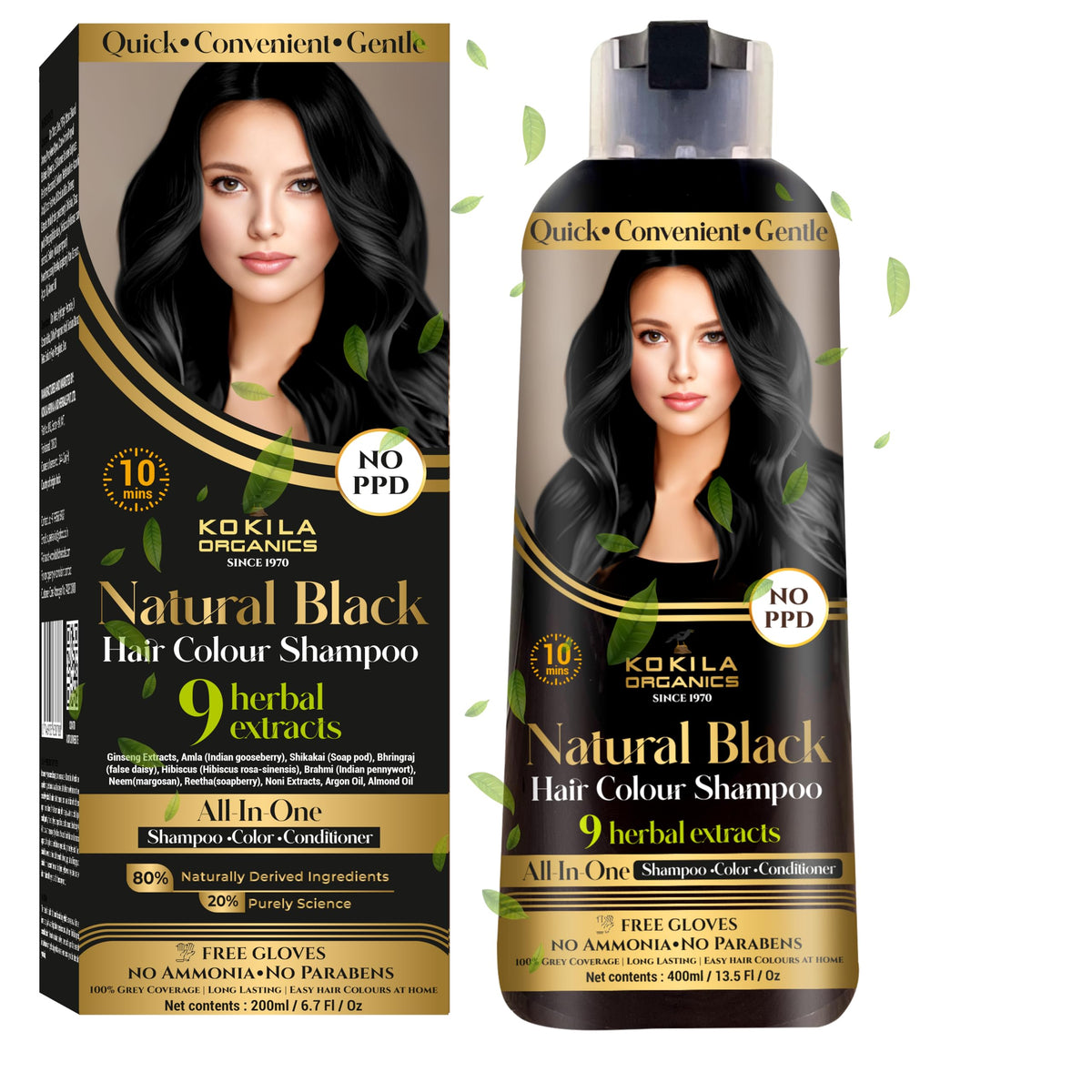 kokila front packaging showing 400ml bottle and benefits
