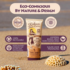 Kokua Sun Care 3 oz tube beside a phone for size and travel convenience