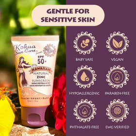 kokua sun care 1oz size comparison next to a passport for travel convenience