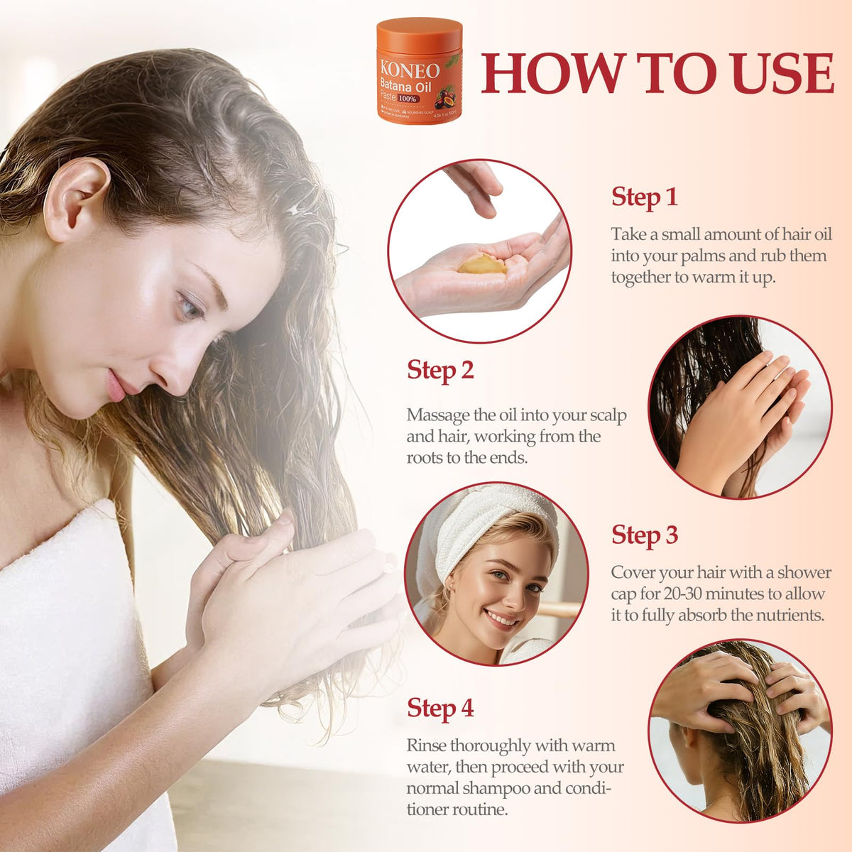 KONEO paste warmed on palms ready to apply for deep nourishment
