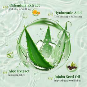 KONEUK applying aloe gel to hand demonstrating soothing, non-greasy texture