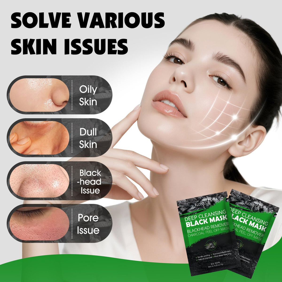 KONEUK applicator brush closeup, smooth even mask application benefit