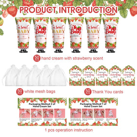 KONEUK close-up of tube label highlighting strawberry scent and moisturizing benefits