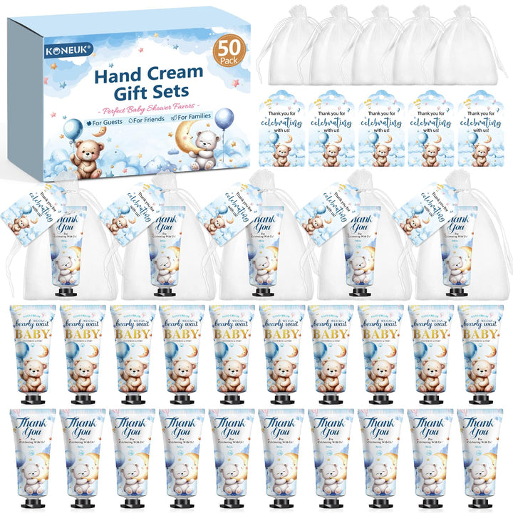 KONEUK front packaging with bear design showing complete 50-piece favor set, easy gifting