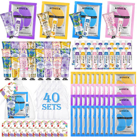 KONEUK front packaging showing complete 120-piece spa favor set and convenience
