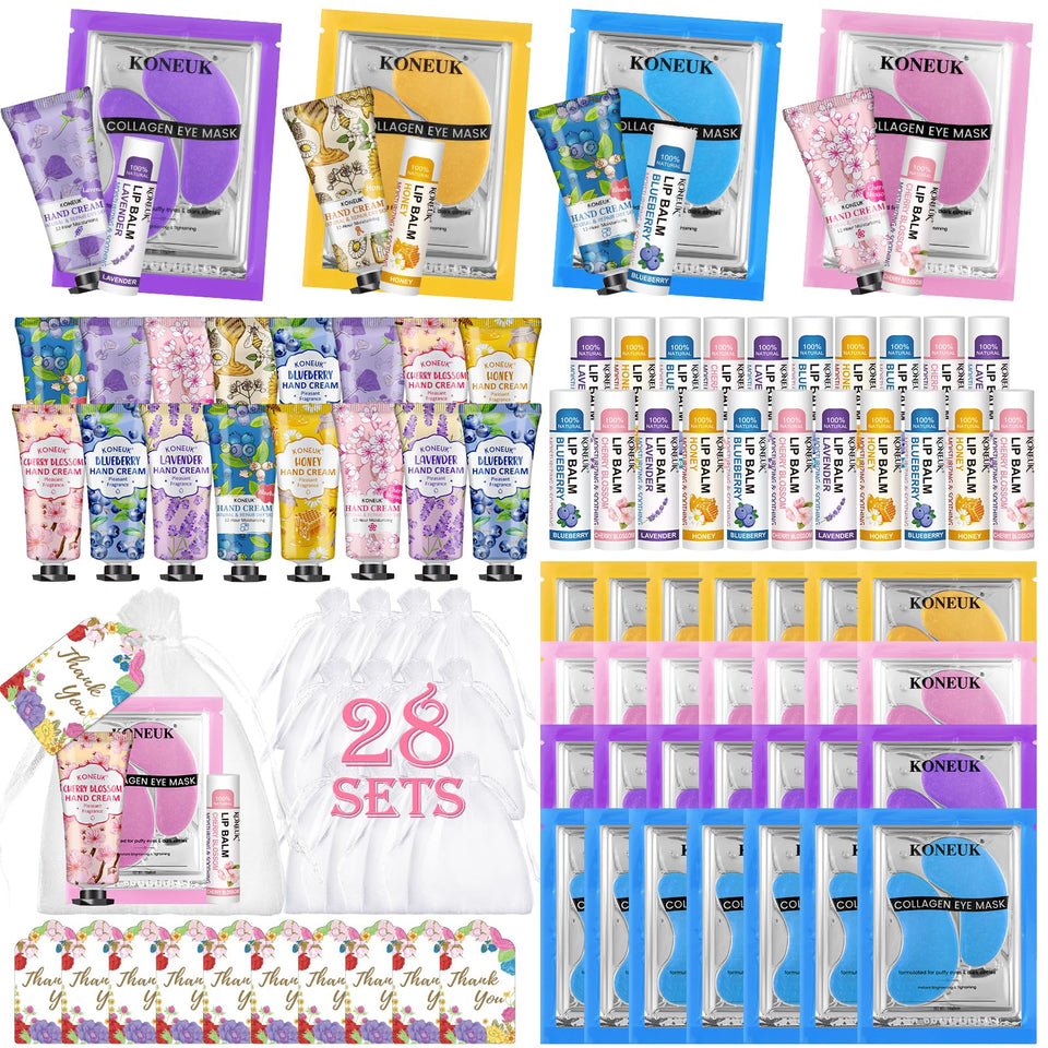 KONEUK front packaging showing all 28 assembled favor packets for convenience