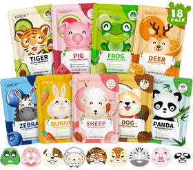 KONEUK front packaging showing 18 animal face masks, playful and convenient