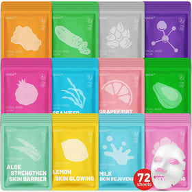 KONEUK front packaging showing 72 varied sheet masks for convenient hydration