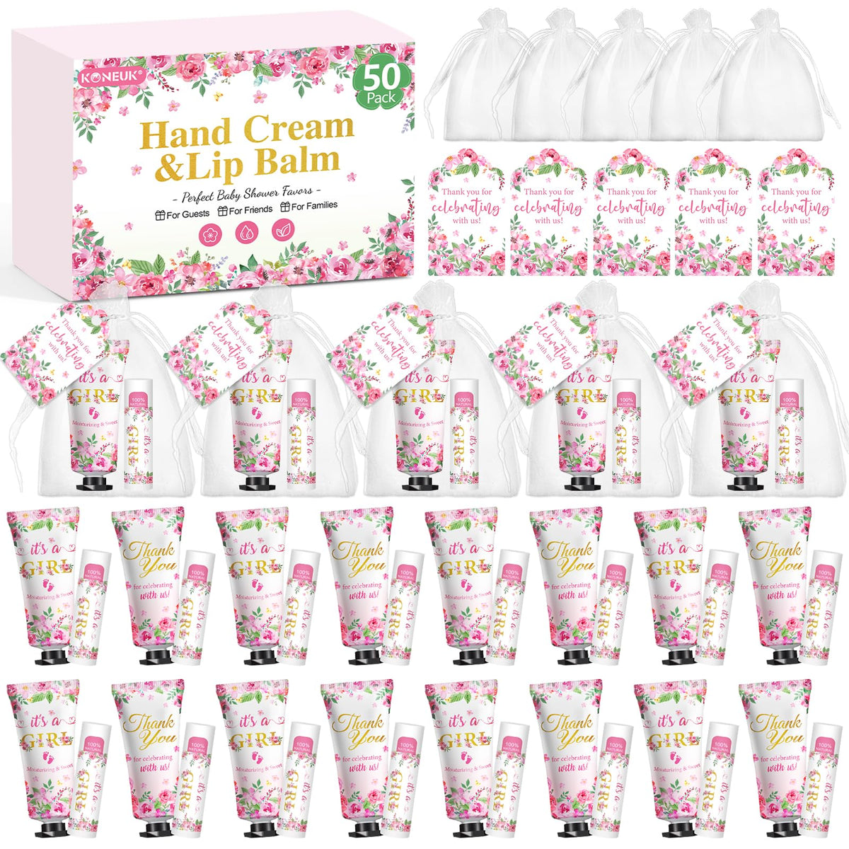 KONEUK front packaging showing 50-pack favor set, attractive presentation benefit