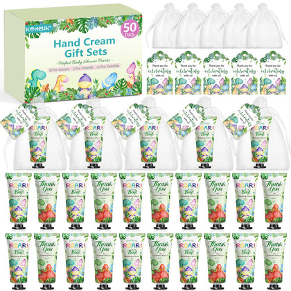 KONEUK front packaging showing dinosaur motif and included items benefit: clear gifting presentation
