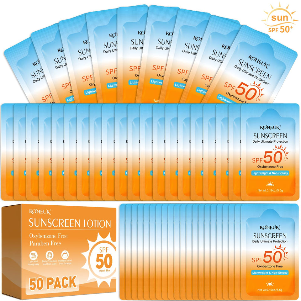 KONEUK front view of 50-pack packets showing compact protection