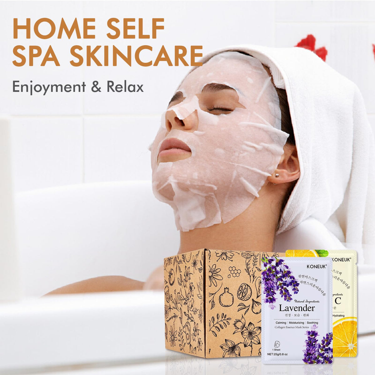 KONEUK gift basket styled with masks illustrating gift-ready presentation