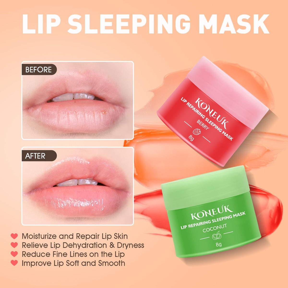 KONEUK jar close-up texture displaying creamy lip mask for deep hydration