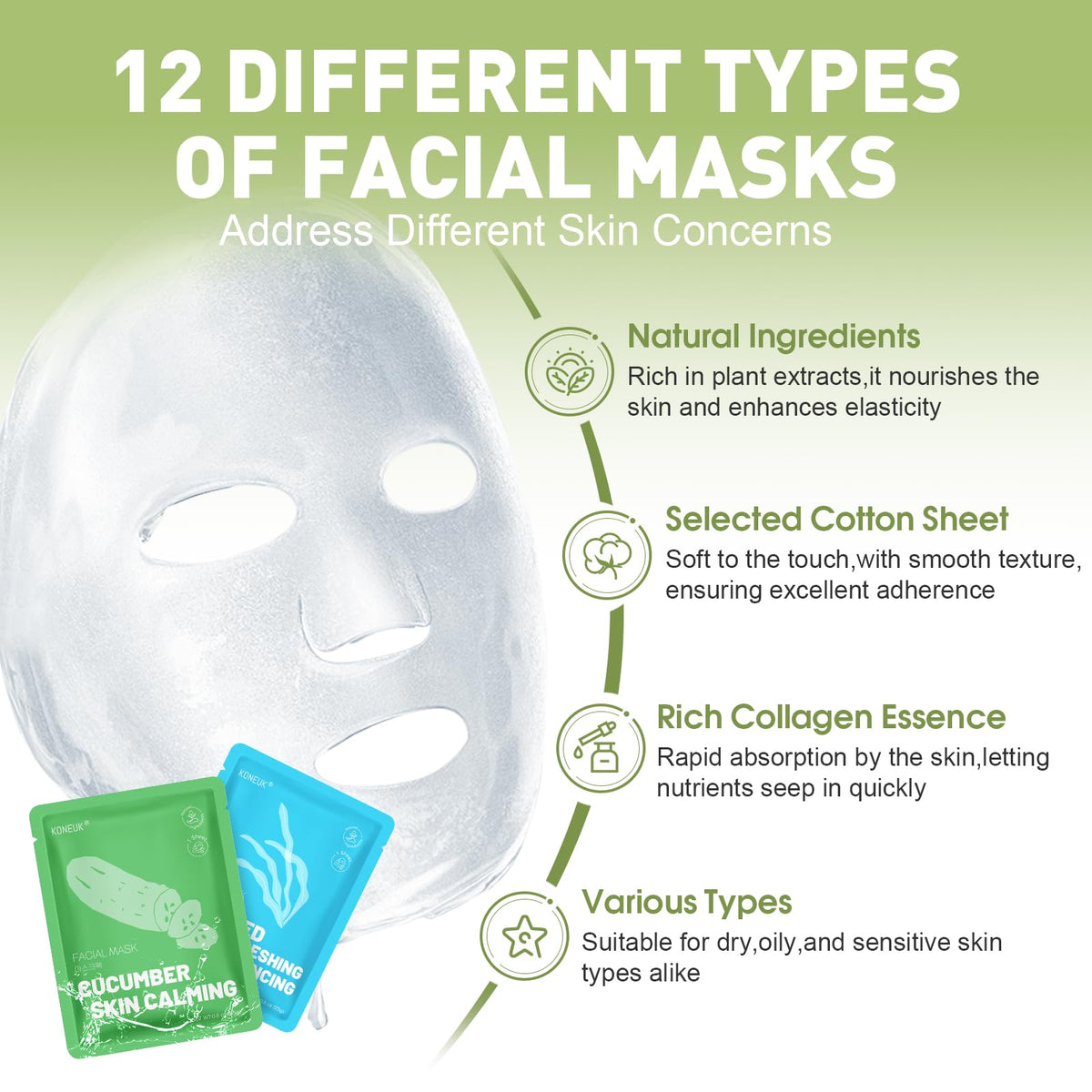 KONEUK sheet mask close-up texture soaked in essence for visible hydration