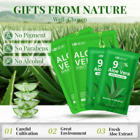 KONEUK close-up of a single aloe gel sachet highlighting quick hydration