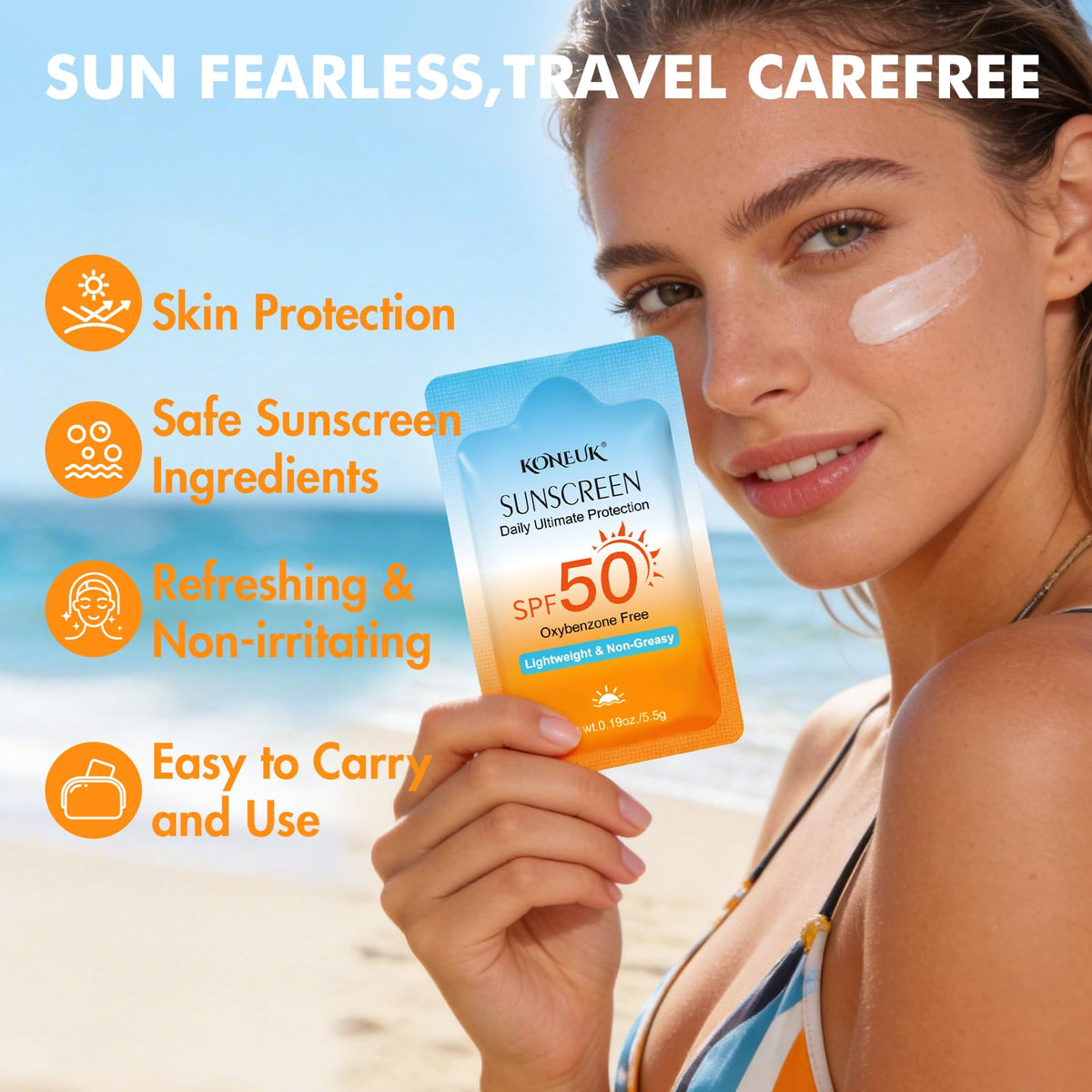 KONEUK sunscreen texture on hand showing lightweight non-greasy finish benefit