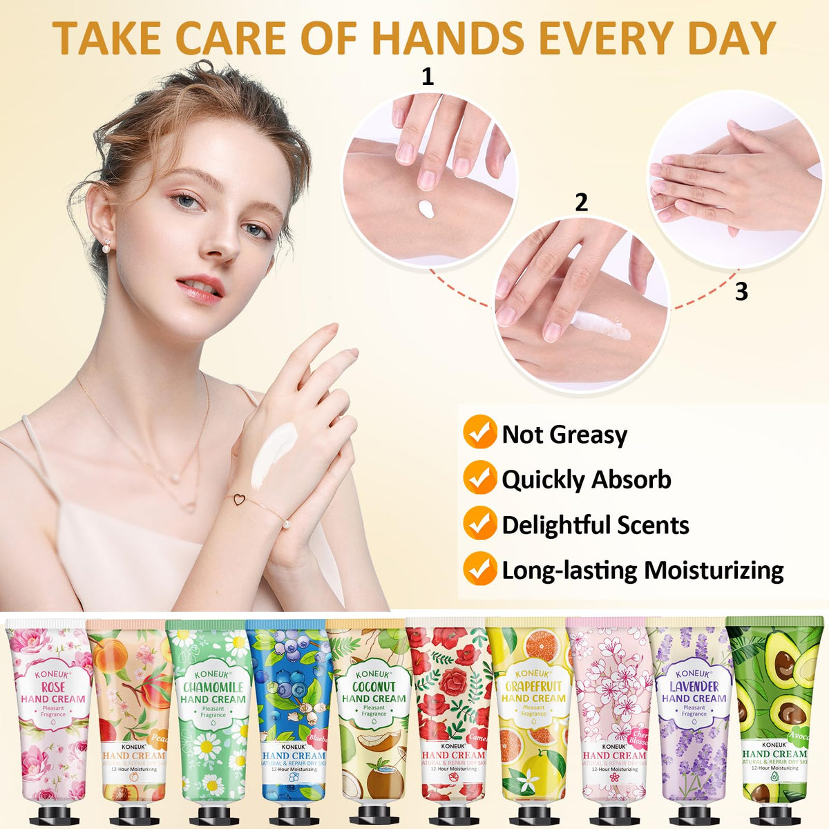 KONEUK hand application demonstrating quick absorption benefit