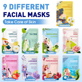 KONEUK variety layout with nine botanical masks highlighting choice and value