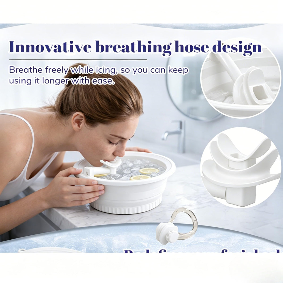 KONGISS close-up of built-in ice tray showing even cooling surface benefit