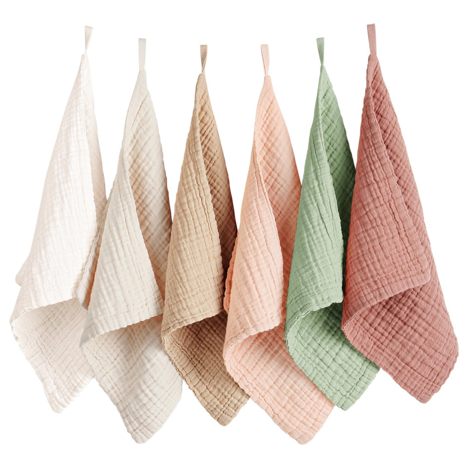 Konssy front pack of six face cloths showing size and colors for easy selection