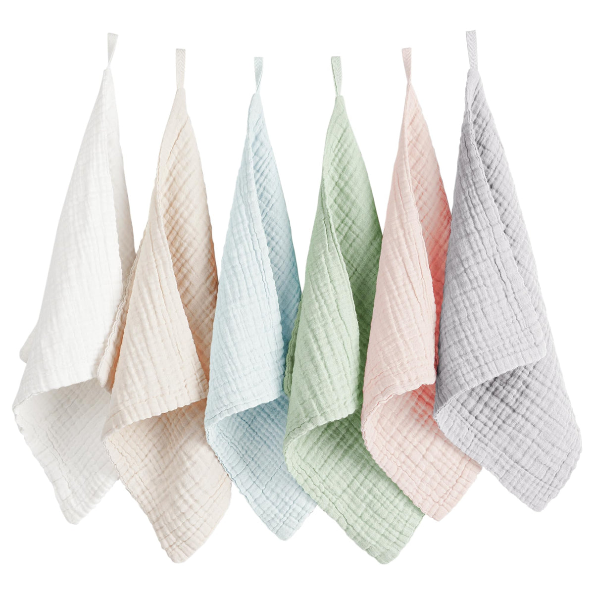konssy front pack of six face cloths showing colors and fit benefits