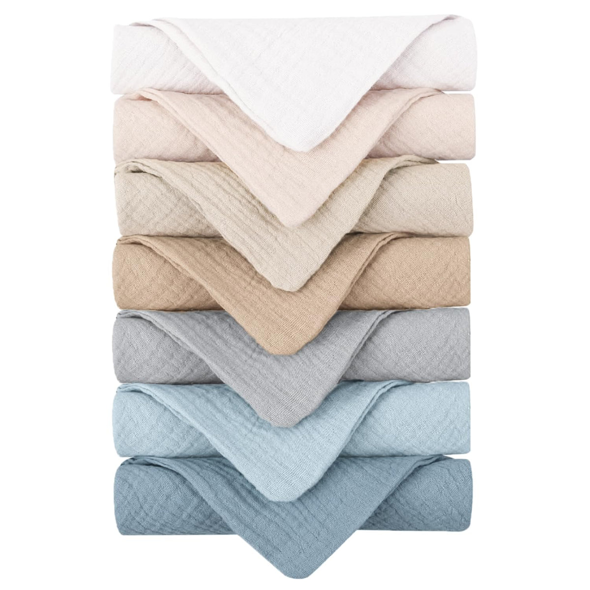 Konssy front packaging showing seven soft muslin cloths, practical storage benefit
