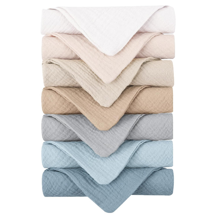 Konssy front packaging showing seven soft muslin cloths, practical storage benefit