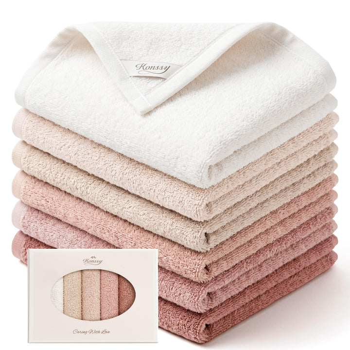 Konssy front packaging shows six neatly boxed cloths and organized colors