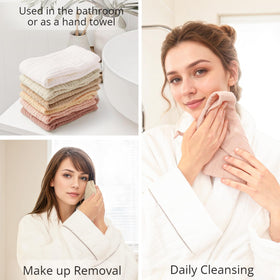 Konssy washcloth in hand demonstrating 11x11 inch size convenience