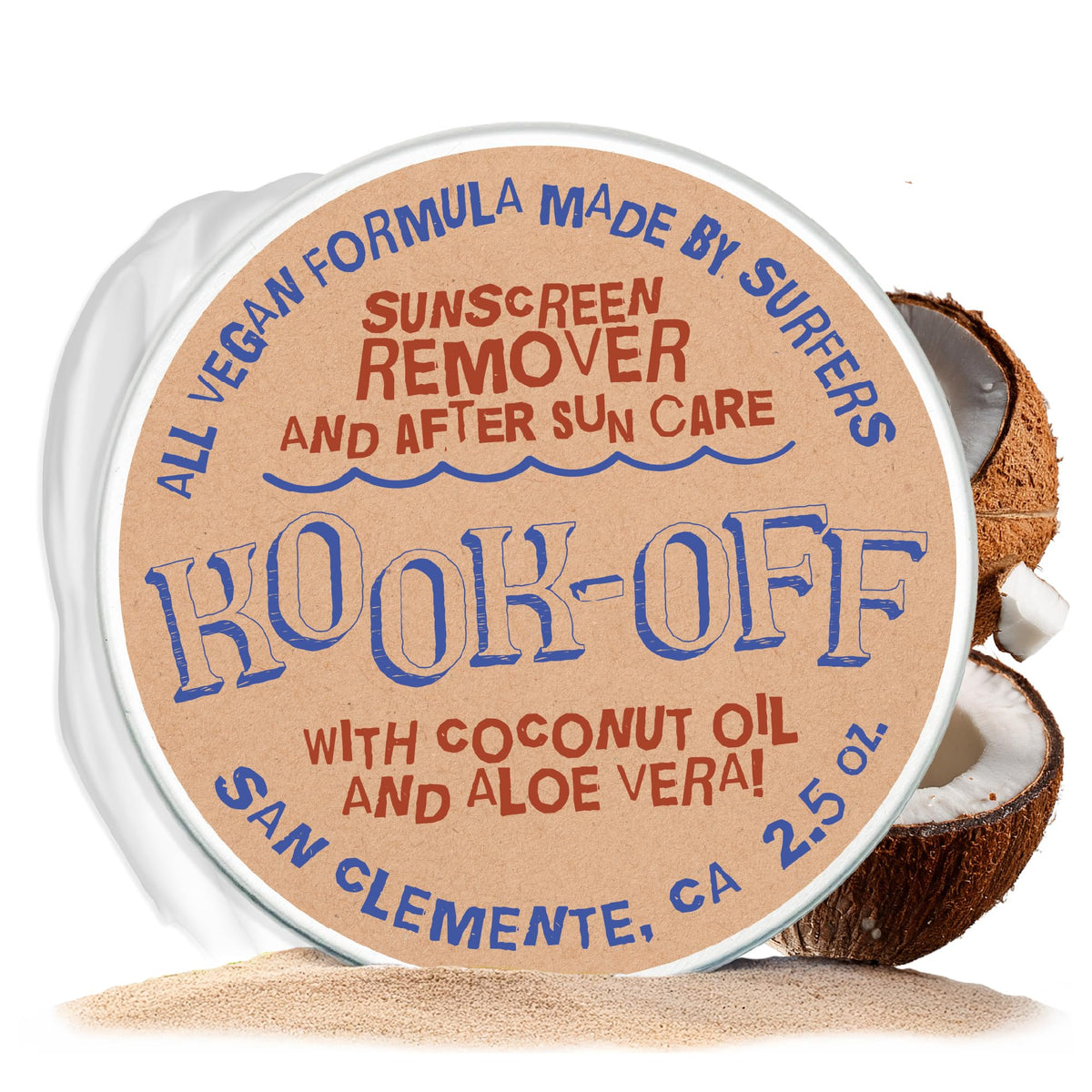 Kook-Off tin front view showing label and travel-ready design benefit