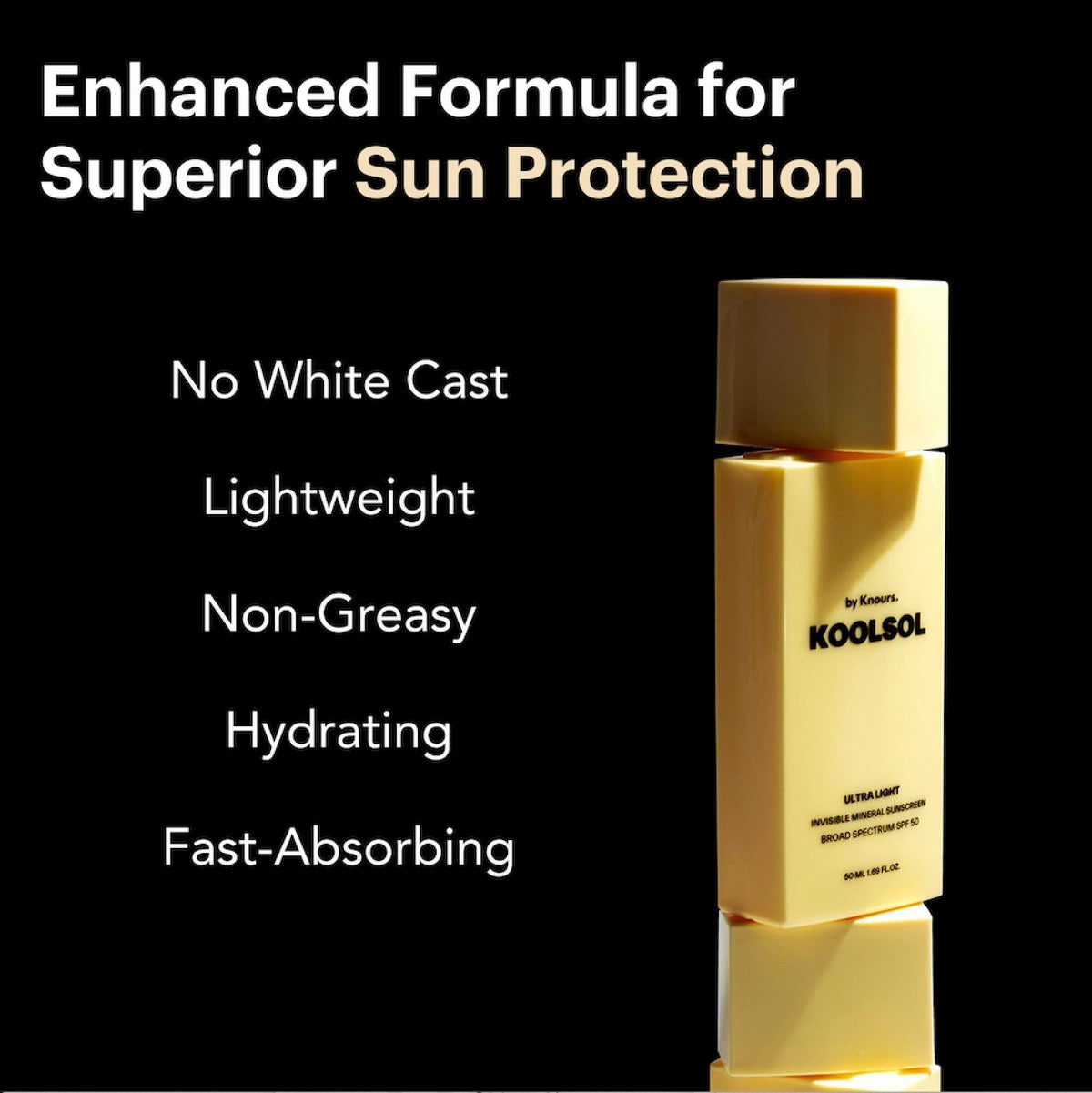 KOOLSOL next to a smartphone to show 50mL travel-safe size