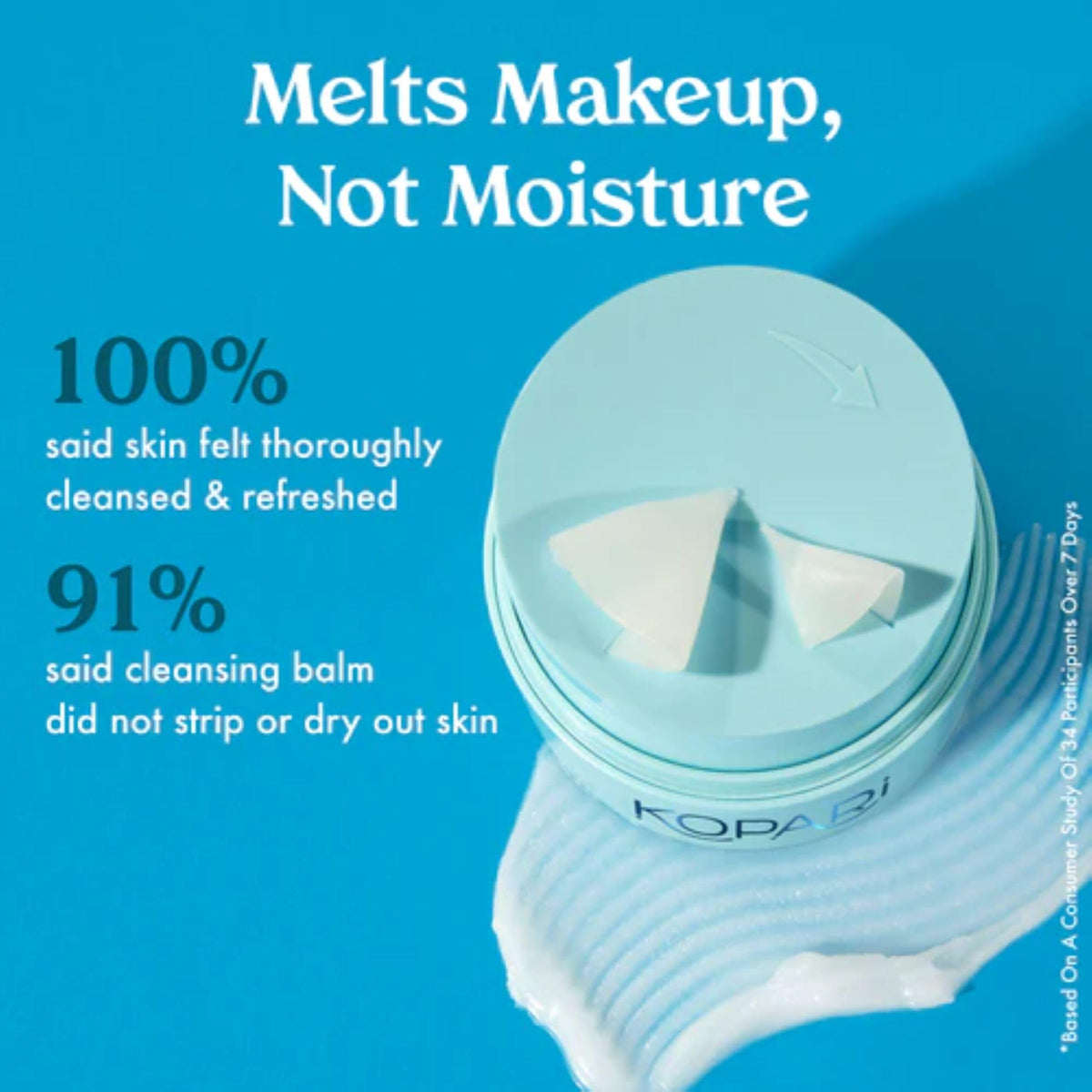 Kopari removing mascara and sunscreen illustrating effective cleanup