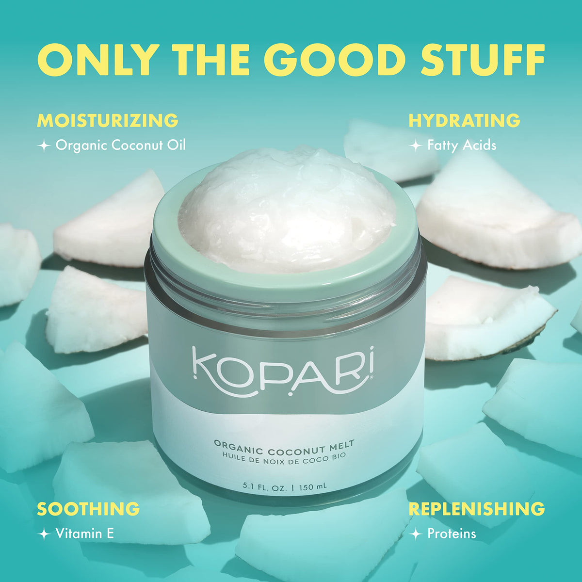 Kopari in hand jar demonstrating size and portability for travel convenience