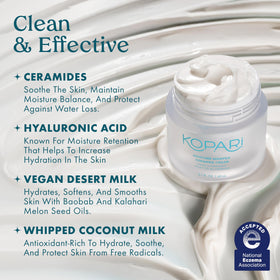 ingredients visual with hyaluronic acid and vegan ceramides supporting barrier repair