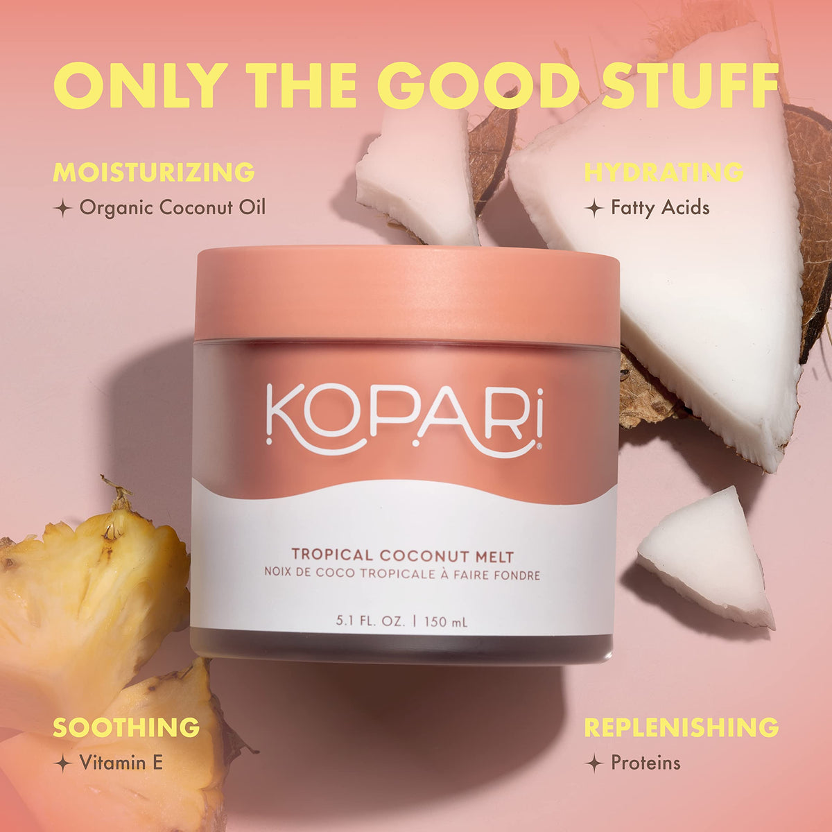 Kopari makeup removal on face showing gentle cleansing and nourishing benefit