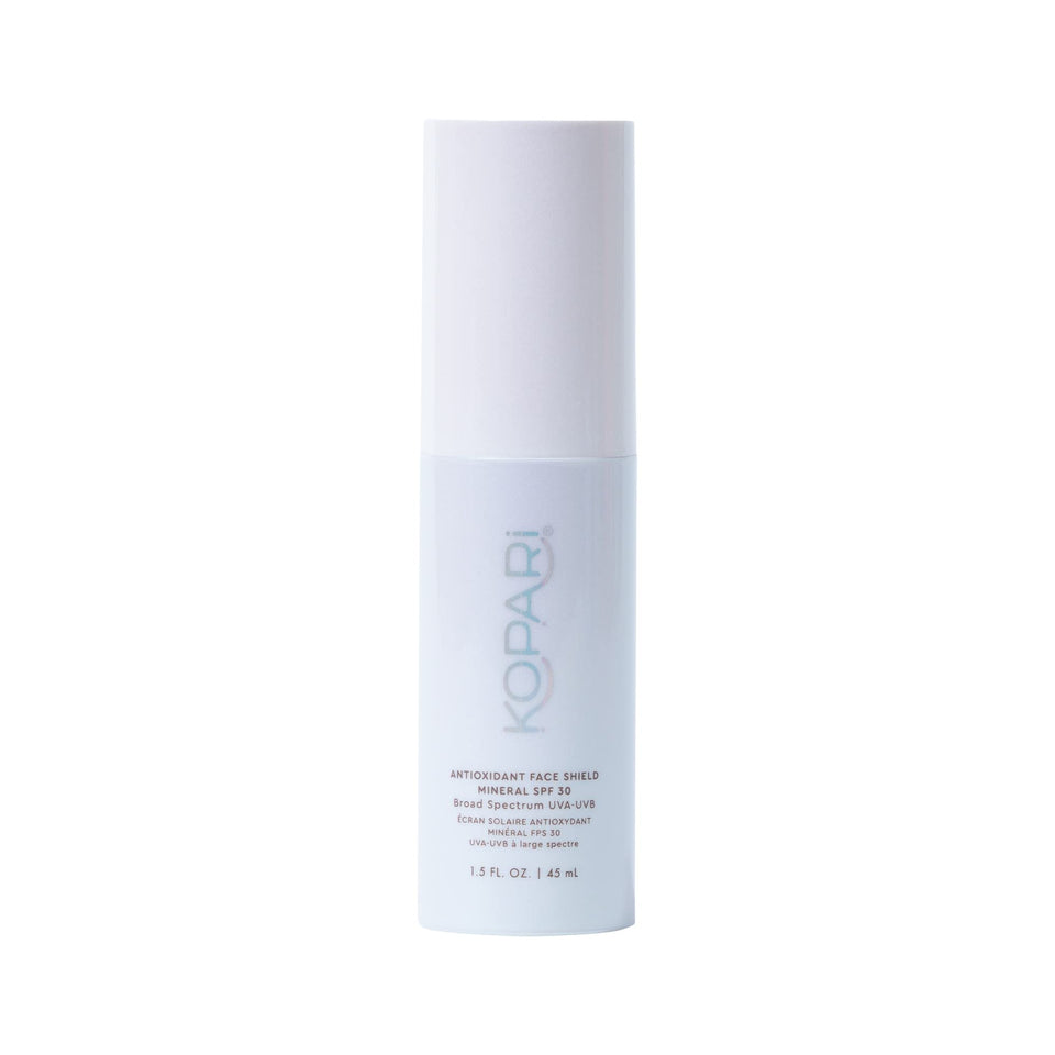 Kopari front tube view showing product packaging and SPF benefit
