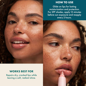 Kopari balm in use outdoors protecting lips while active