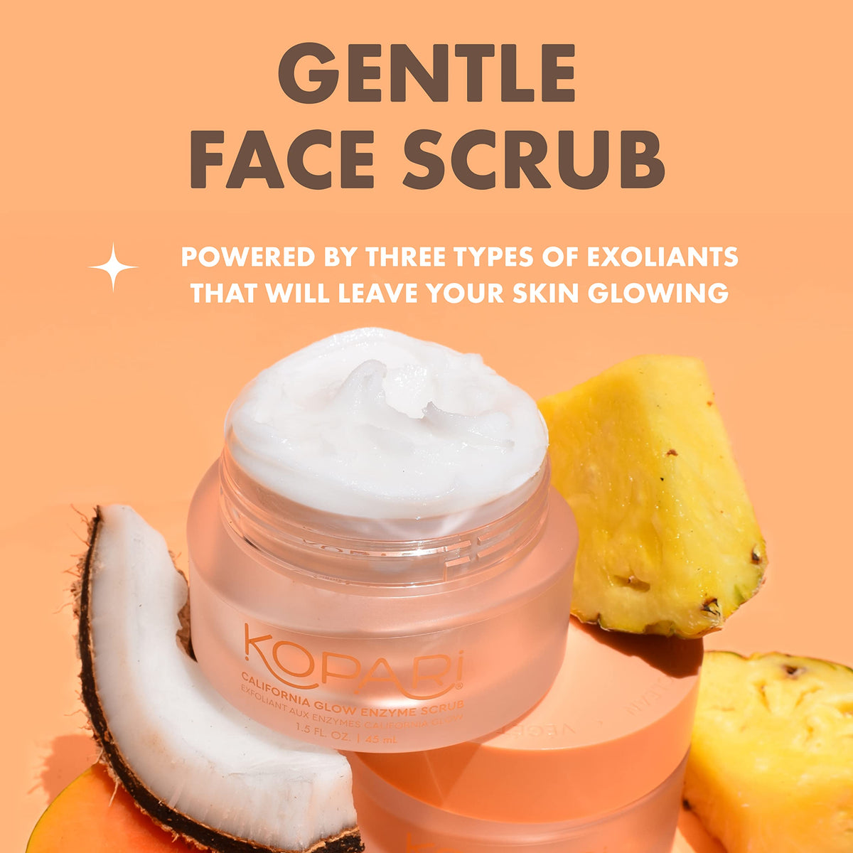 Kopari open jar close-up of creamy scrub texture showing gentle exfoliation benefit