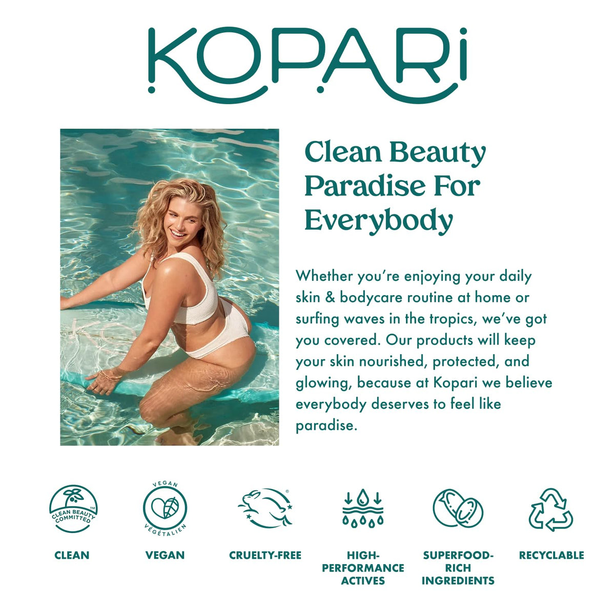 Kopari being smoothed onto leg demonstrating improved skin texture