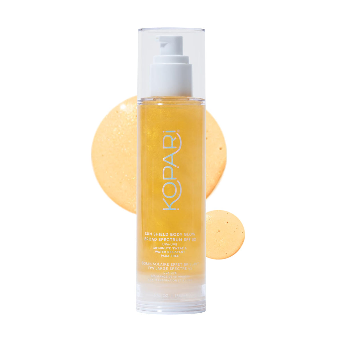 Kopari front packaging showing gold 5 oz tube and SPF 50 benefit