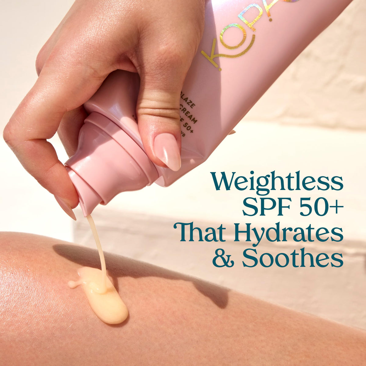 Kopari sunglaze applied to arm demonstrating non-greasy absorption